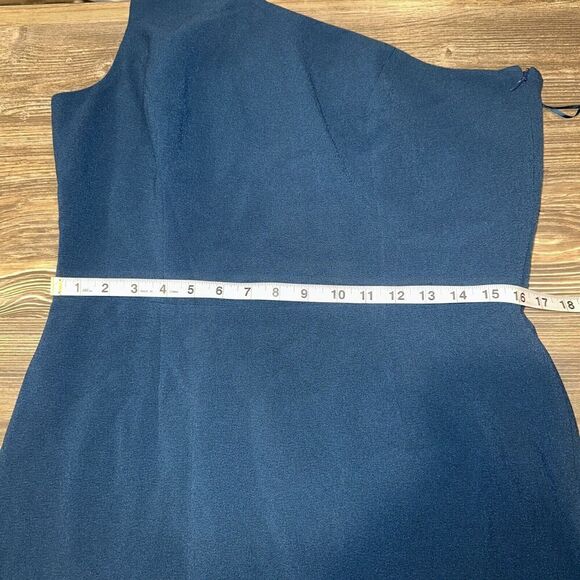 Dress the Population Tiffany One-Shoulder Midi Dress in Peacock Blue  XXL. 14 - Picture 9 of 10
